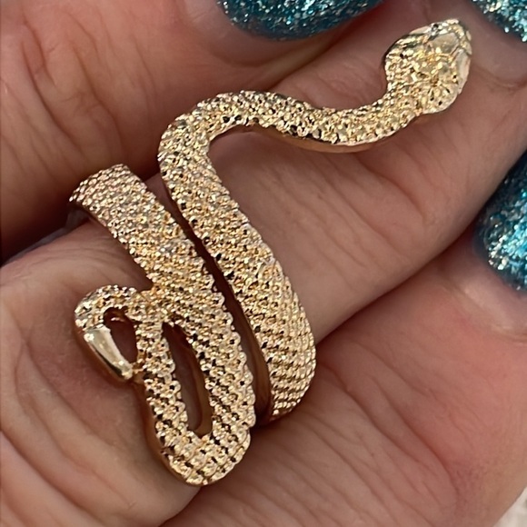 Jewelry - Snake gold tone large statement ring textured ring